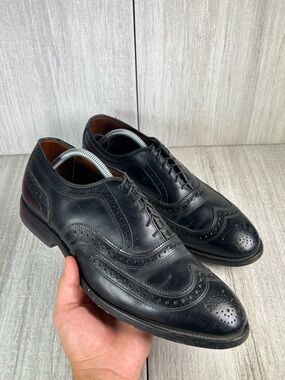 Allen Edmonds McAllister Black Leather Wingtip Brogue Oxford Shoe Mens Size 9.5